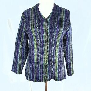 Mirasol Stretch Purple & Green Crinkle Shimmery Top